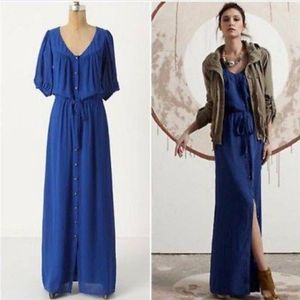 Anthropologie KONRAD + JOSEPH Cobalt Blue Maxi Dress 0